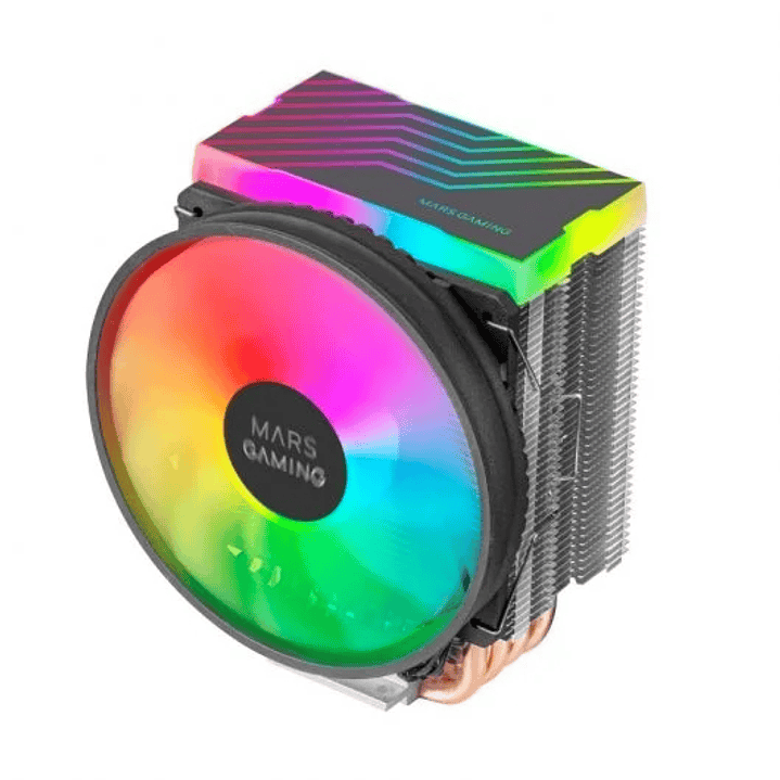 Mars Gaming MCPU44 Ventilador CPU Dual 110mm con Disipador 4 Heatpipes - Iluminacion ARGB - Velocidad Max. 1600rpm - Color Negro 1