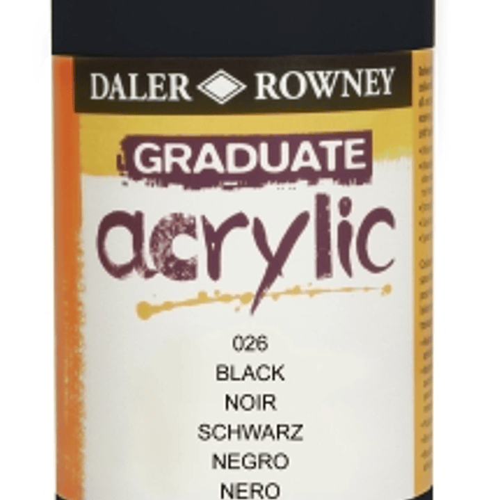 Daler Rowney Graduate Pintura Acrilica - Botella de Plastico - 500ml - Color Negro 1