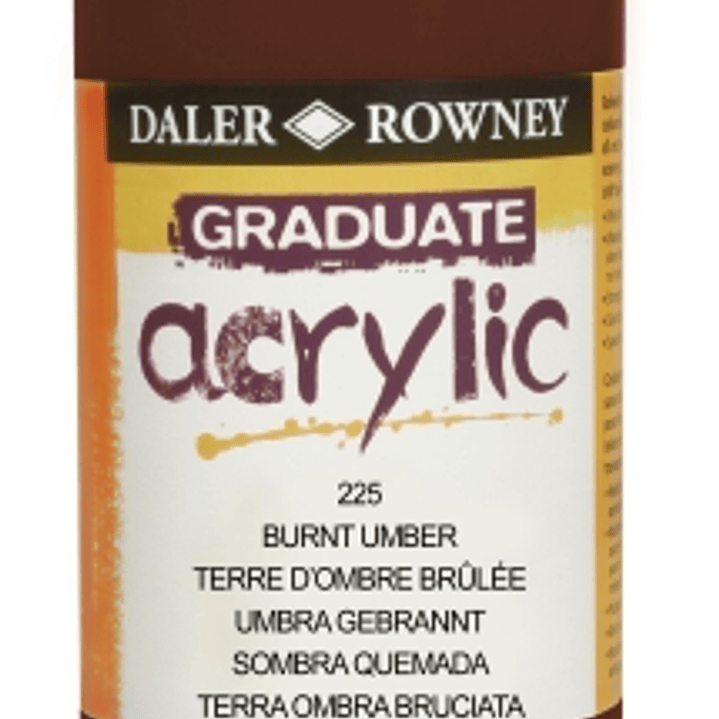 Daler Rowney Graduate Pintura Acrilica - Botella de Plastico - 500ml - Color Sombra Tostada 1