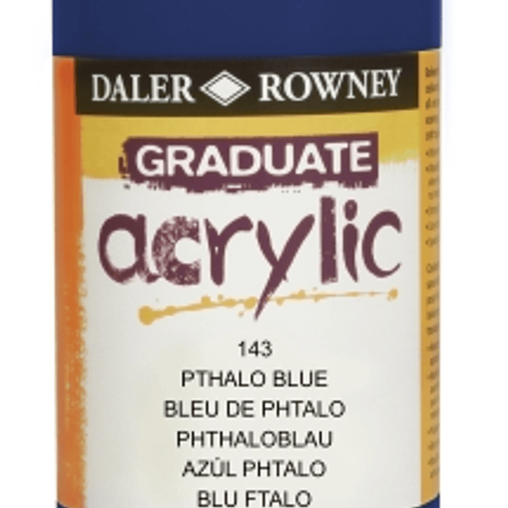 Daler Rowney Graduate Pintura Acrilica - Botella de Plastico - 500ml - Color Azul Ftalo 1