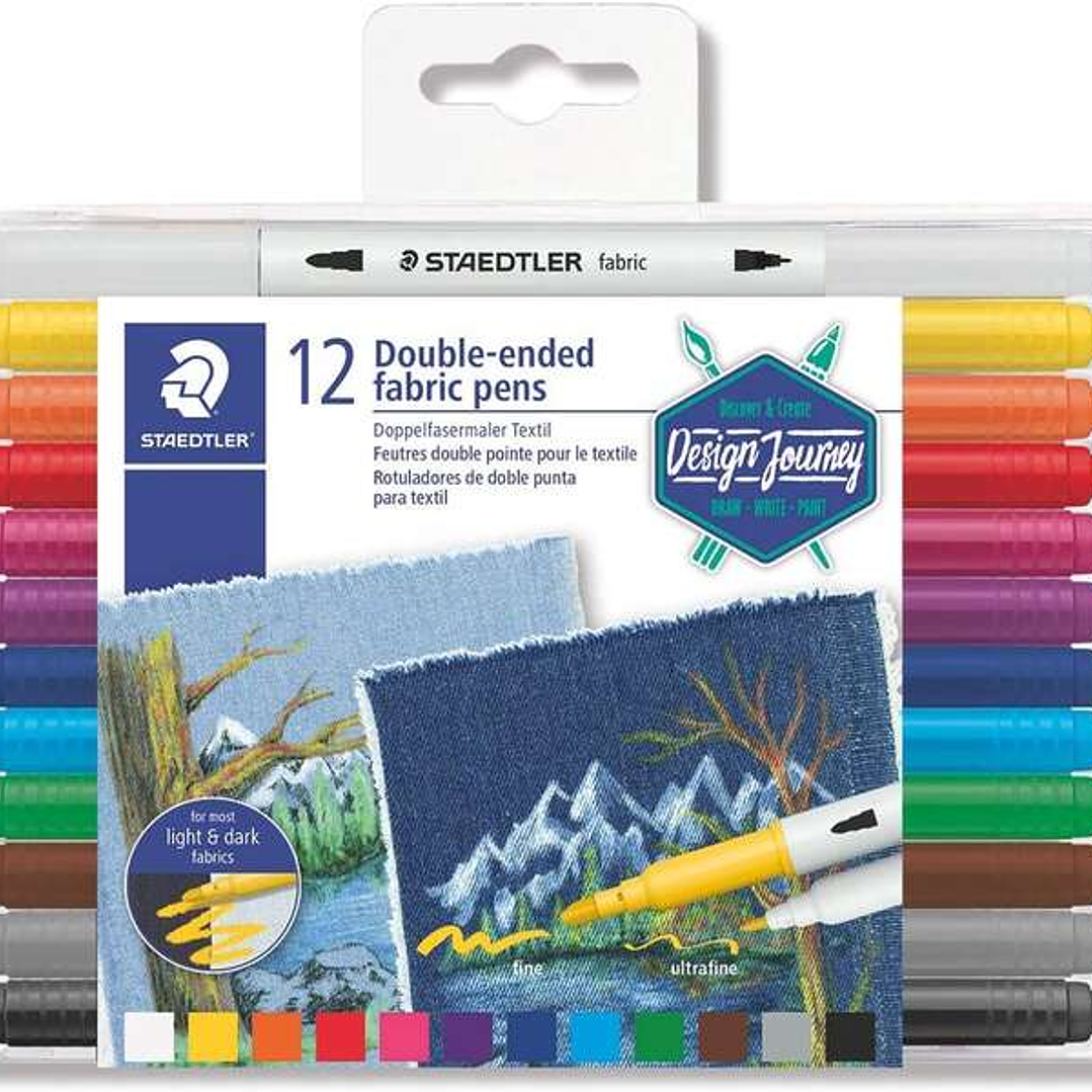Staedtler 3190 Pack de 12 Rotuladores de Doble Punta para Textil - Colores Surtidos 1