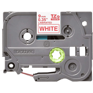 Brother TZe222 Cinta Laminada Original de Etiquetas - Texto rojo sobre fondo blanco - Ancho 9mm x 8 metros