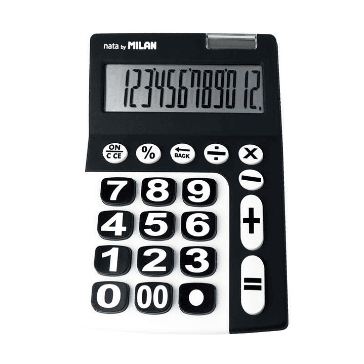 Milan Calculadora de 12 Digitos Extra Grande - Tecla de Rectificacion de Entrada de Datos - Color Negro y Blanco 1