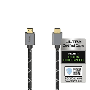 Hama Prime Cable HDMI 8K Macho - Certificado - Longitud 2m- Soporta eARC - Terminales Chapados en Oro - Ethernet - Velocidad hasta 48Gbps - Doble Blin