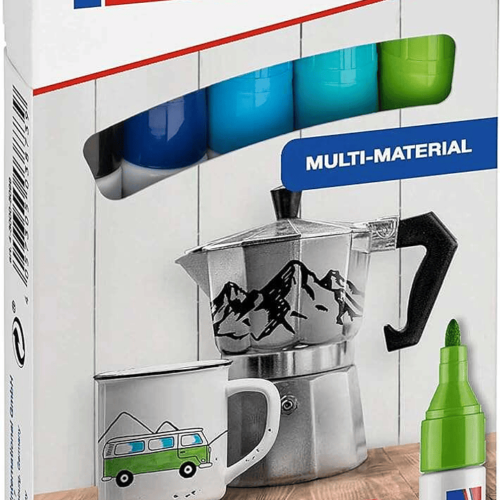 Edding 3000 Pack de 5 Rotuladores Permanentes Colores Frios - Punta Redonda de 1.5mm - Trazo entre 1.5 y 3mm - Recargable - Secado Rapido - Colores Su 1