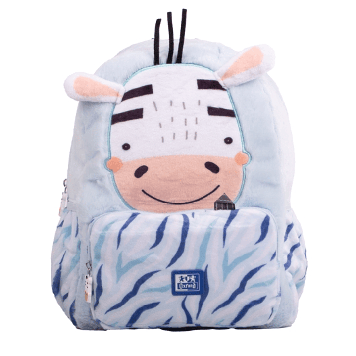 Oxford Kids Mochila Infantil 8.5L Tacto Suave Peluche Surtido Zoe Cebra - Diseño Divertido de Cebra - Tacto Suave de Peluche - Capacidad de 8.5L - Ide 1
