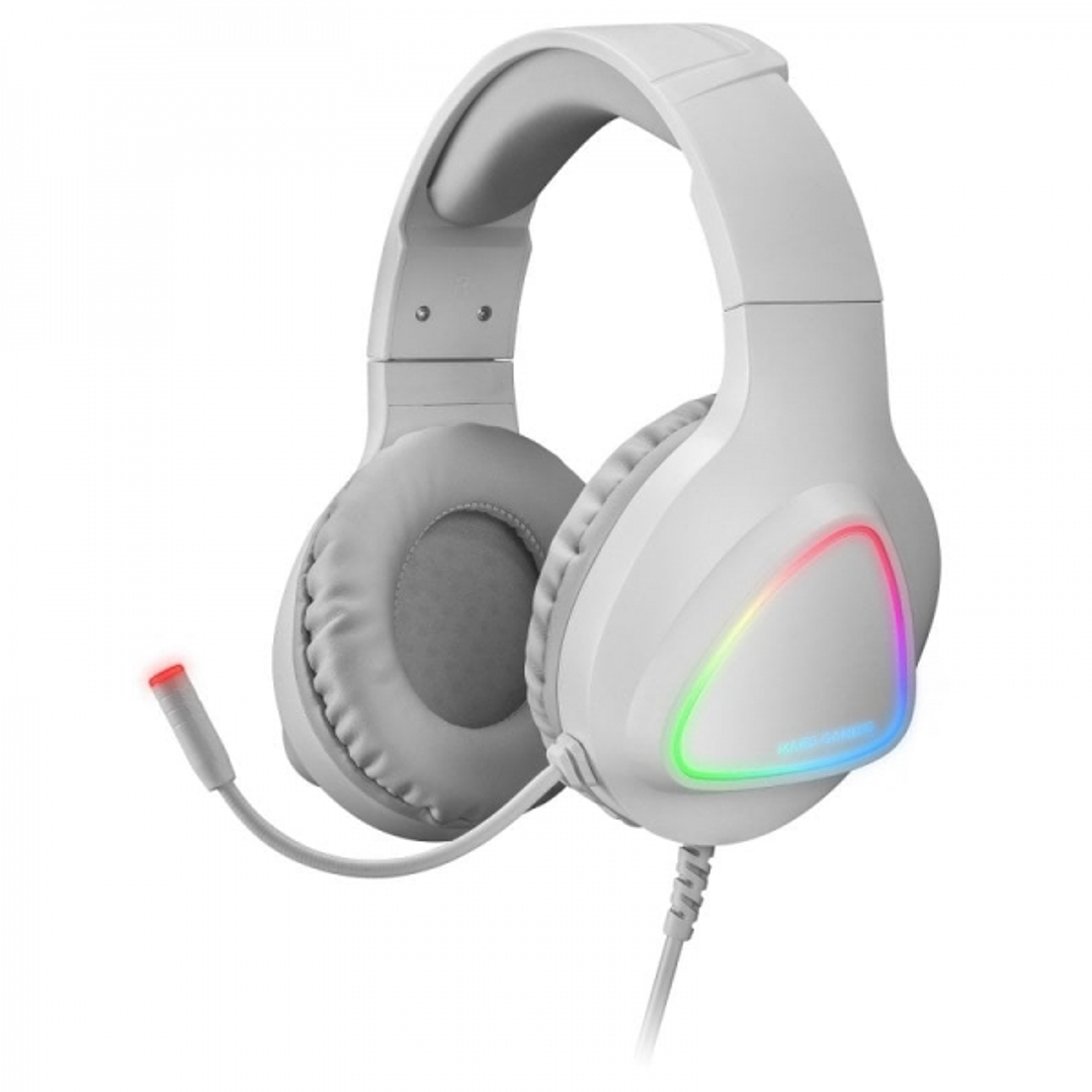 Mars Gaming MH122 Auriculares Gaming - Sonido Hi-Fi Ultra-Bass - Iluminacion FRGB - Cancelacion de Ruido Pasiva - Compatibilidad Total - Color Blanco 1