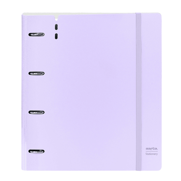 Safta Carpeta de 4 Anillas - PP Foam - Anillas de 35mm - Incluye 100 Hojas A4 - 27x32x4cm - Color Lavanda 1
