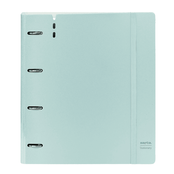 Safta Carpeta de 4 Anillas - PP Foam - Anillas de 35mm - Incluye 100 Hojas A4 - 27x32x4cm - Color Azul Claro 1