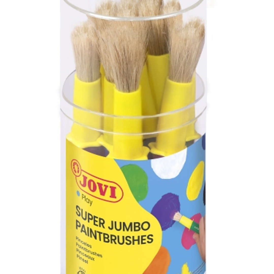 Jovi Super Jumbo Paint Brushes Bote 9 Pinceles Gruesos Pelo Cerda - Mango de Plastico - No Gotean - Limpieza Facil - Sistema de Corona Antirrodamiento 1