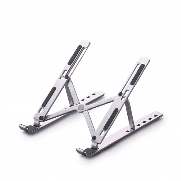 Urban Factory Ergo Soporte para Portatil - 6 Niveles de Altura - Plegable - Bolsa para Guardar el Soporte - Color Plata 1