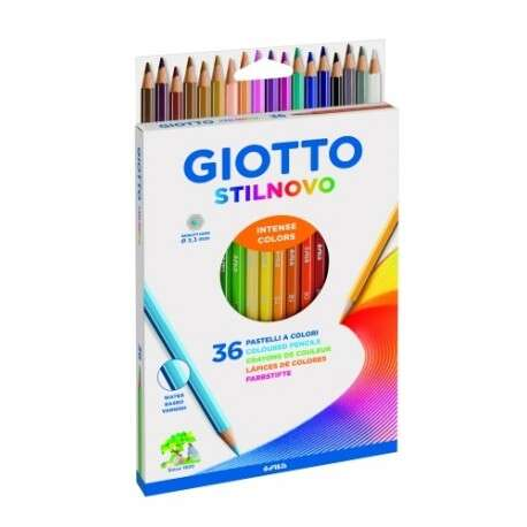 Giotto Stilnovo Pack de 36 Lapices Hexagonales de Colores - Mina 3.3mm - Madera - Colores Surtidos 1