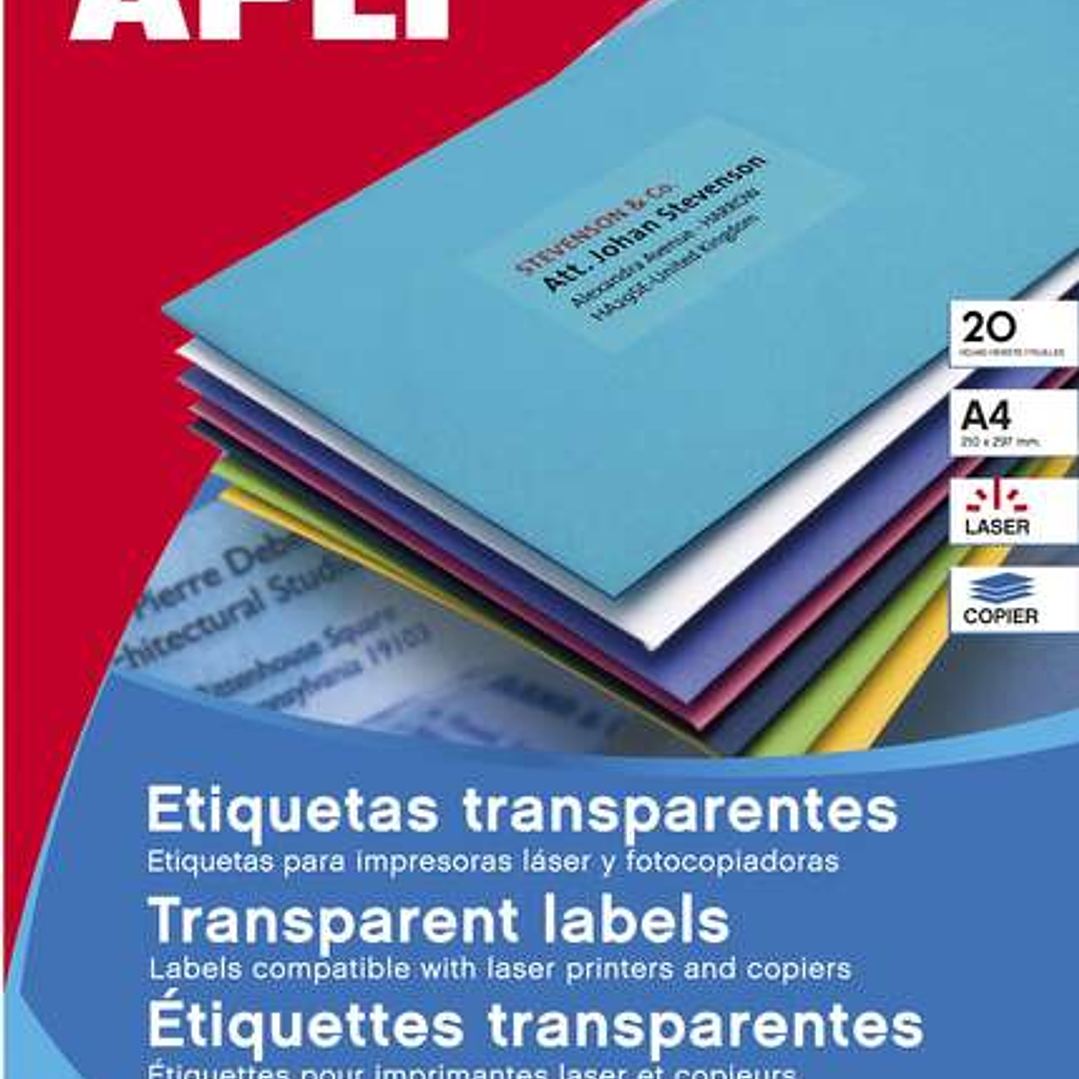 Apli Etiquetas Permanentes Translucidas 210 x 297 mm - 20 Hojas - Resistentes Intemperie 1