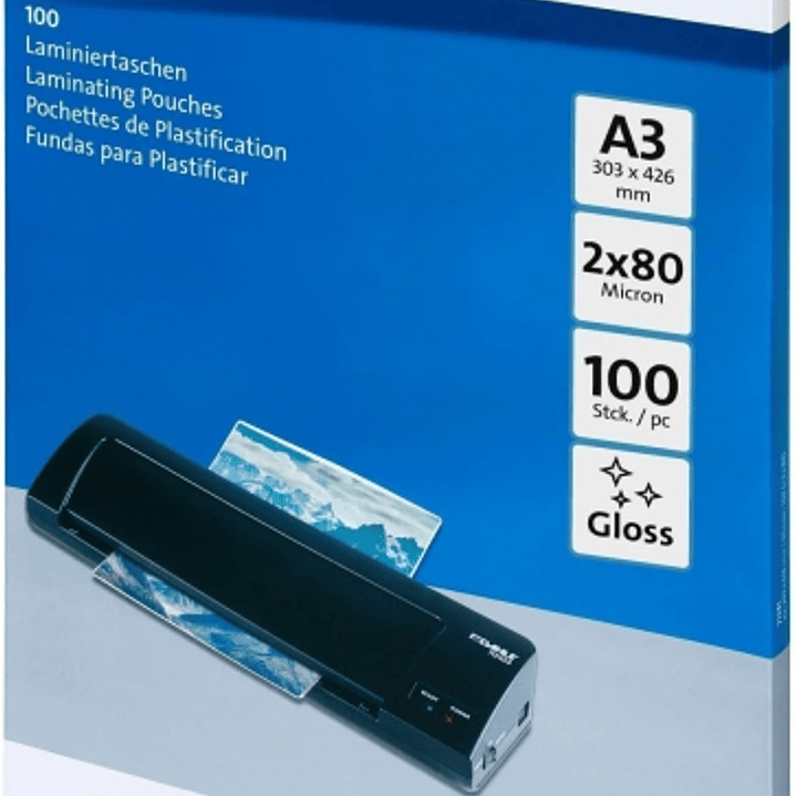 Dahle Pack de 100 Fundas para Plastificar Brillo A3 - 80 Micras - Alta Calidad - Transparente 1