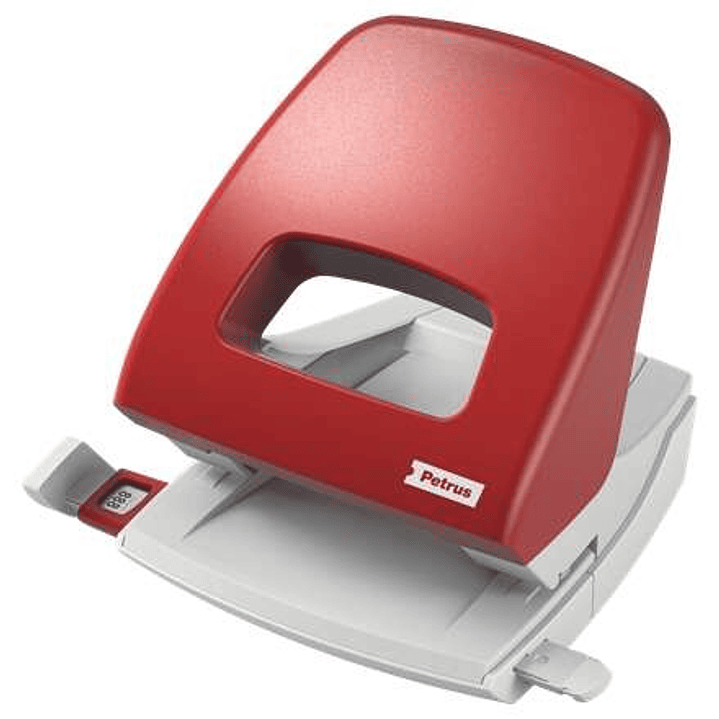 Petrus 85 Taladro Perforador - Hasta 25 Hojas - Marcas de Formato - Facil Vaciado - Punzones 5.5mm - Color Rojo 1