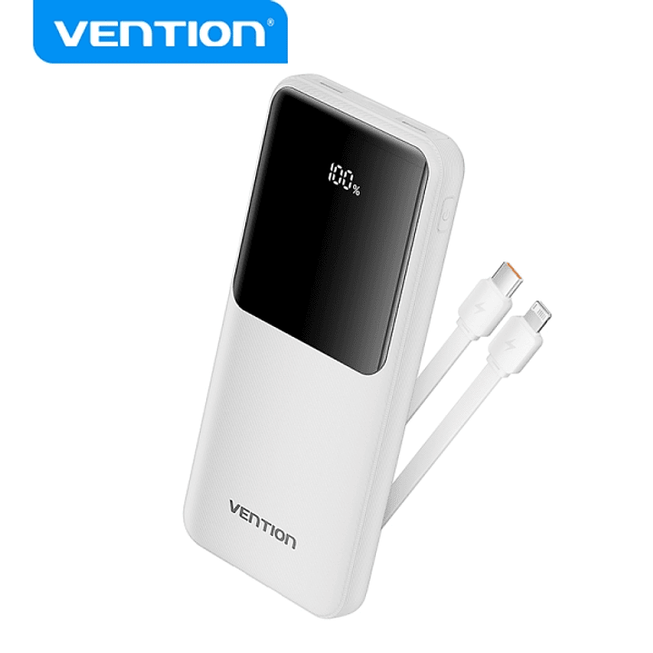 Vention Power Bank 10.000mAh - Multiples interfaces USB - Carga rapida - Salida total 3A - Color Blanco 1