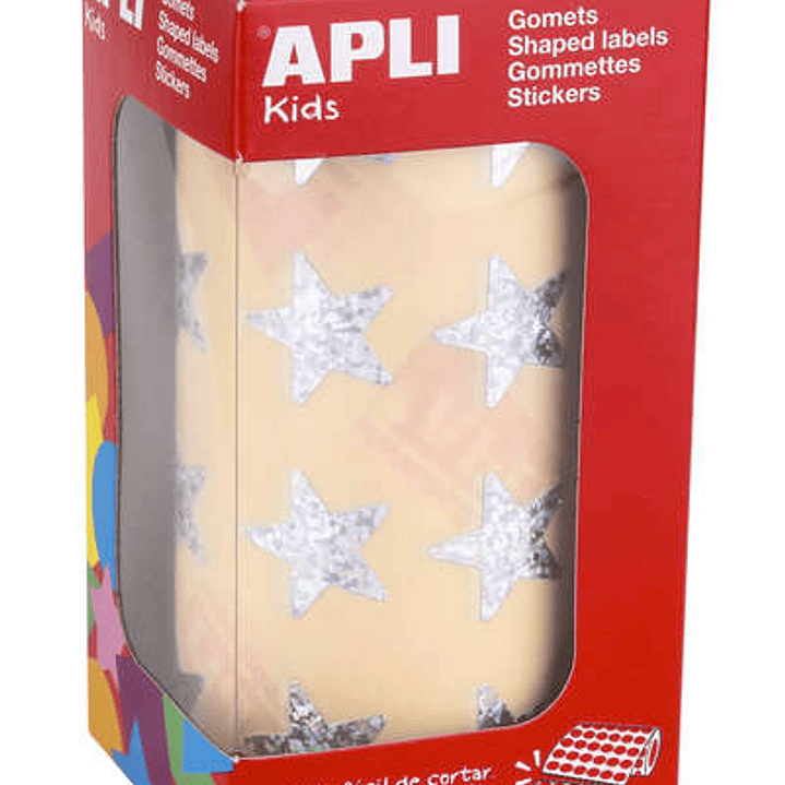 Apli Gomets Estrella Holograficos 19.5mm - 1416 Unidades por Rollo - Ideal para Actividades Infantiles - Cumple Normas de Calidad y Seguridad 1