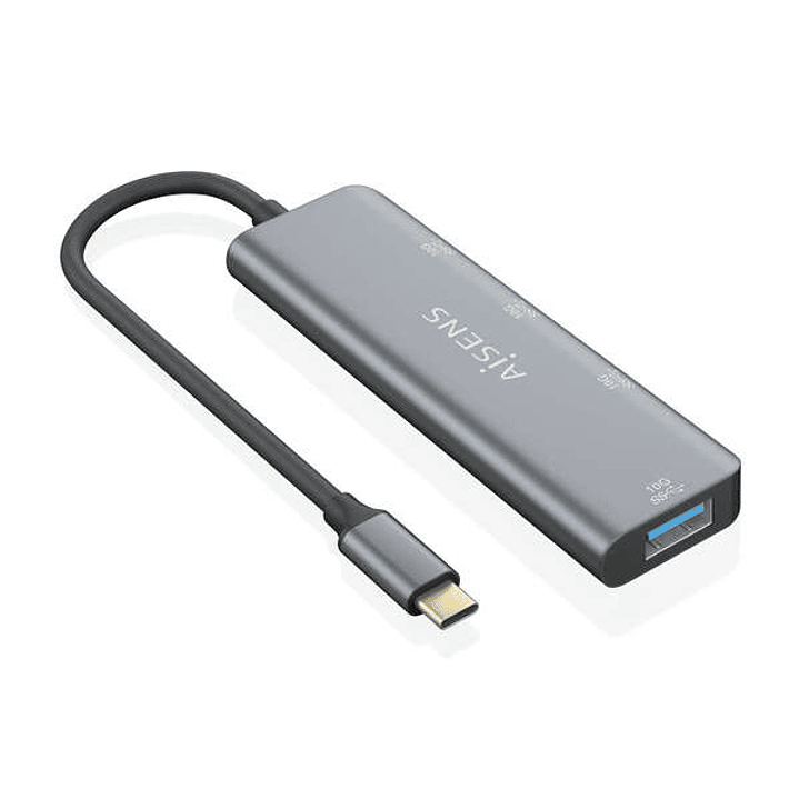 Aisens Hub USB 3.2 GEN2 10G USB-C - USB-C/M-1xUSB-C/H-3xUSB-A/H - 15cm - Color Gris 1