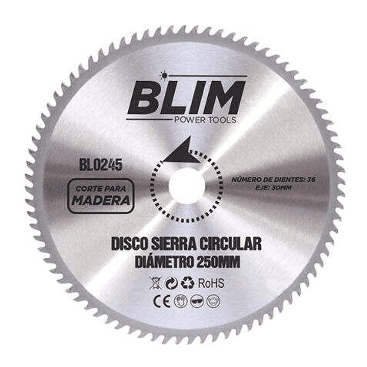 Blim Disco Corte de Madera para Sierra 250mm - 36 Dientes con Recubrimiento en Carburo de Tungsteno 1
