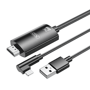 XO Adaptador de Cable Lightning A Hdmi - Longitud de 1.8m - Soporte de Resolucion 2K(60Hz)/1080P - Intercambio de Datos y Audio - Fuente de Alimentaci