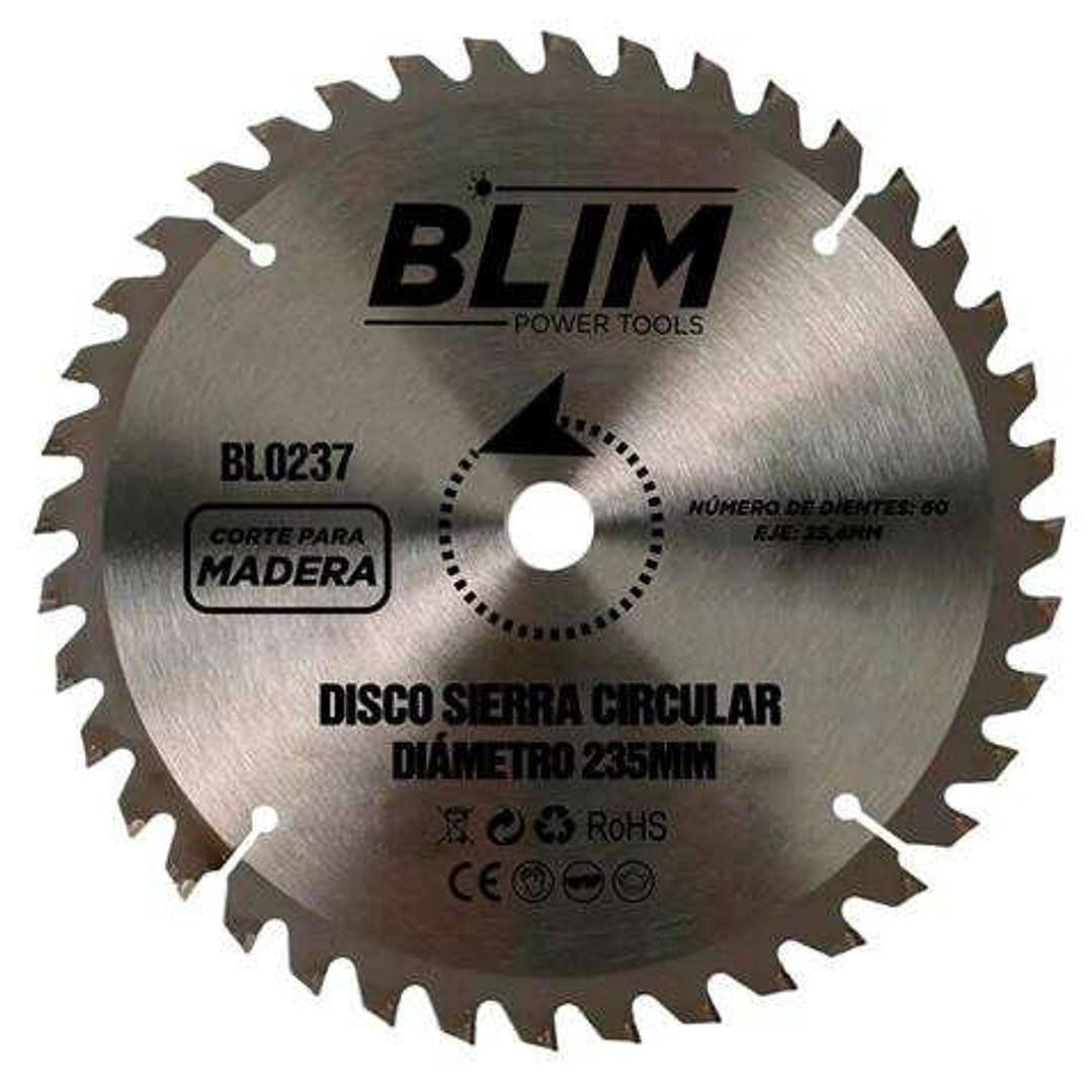 Blim Disco Corte de Madera para Sierra 235mm - 60 Dientes con Recubrimiento en Carburo de Tungsteno 1