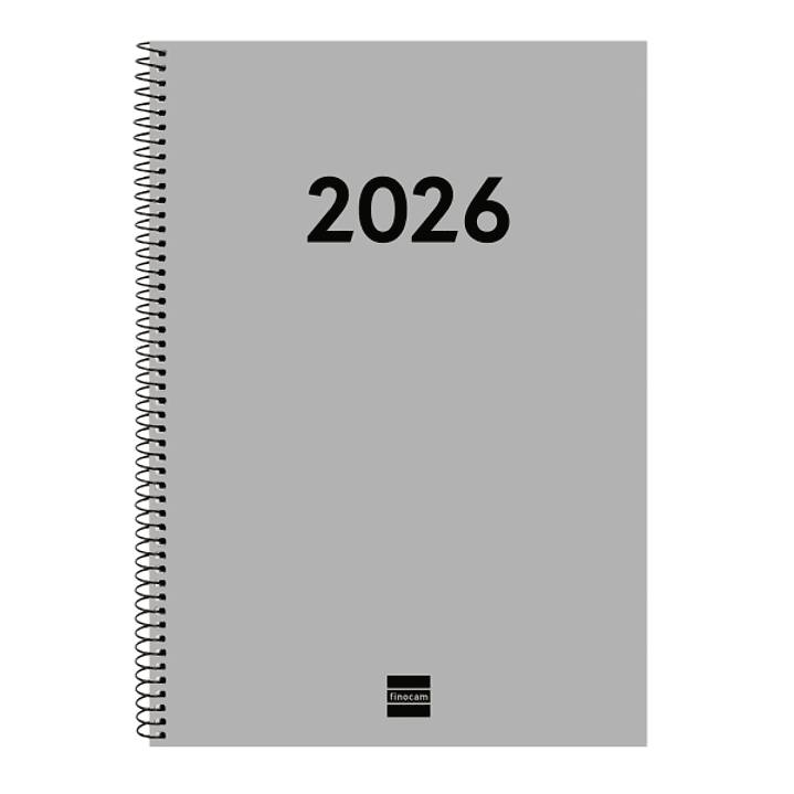 Finocam Espiral Recambio Anual 2026 para Agendas Duo en Catalan - Anual 2026 - Formato E40 - 217x14x297mm - Semana Vista en Vertical - Color Gris Clar 1