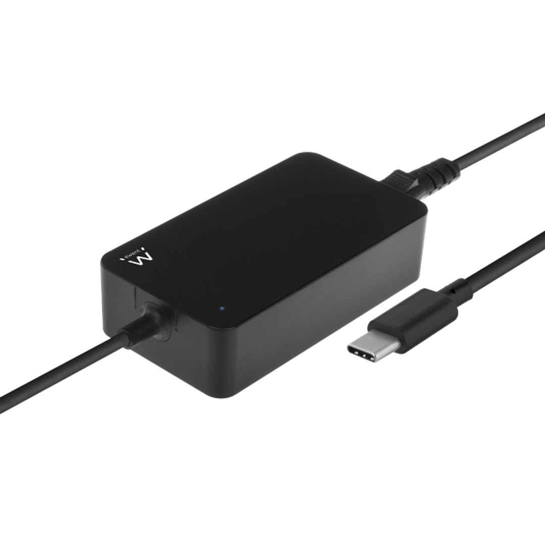 Ewent Cargador Universal para Portatil de 45W con USB-C - Power Delivery - Longitud de Cable Total de 2.75m - Color Negro 1