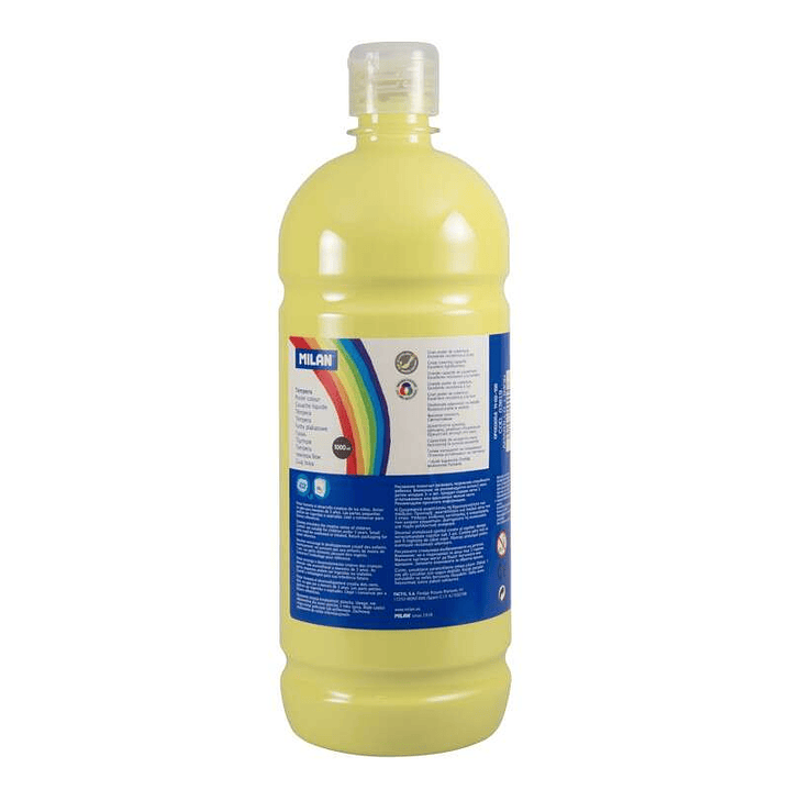 Milan Botella de Tempera - 1000ml - Tapon Dosificador - Secado Rapido - Mezclable - Color Amarillo Limon 1