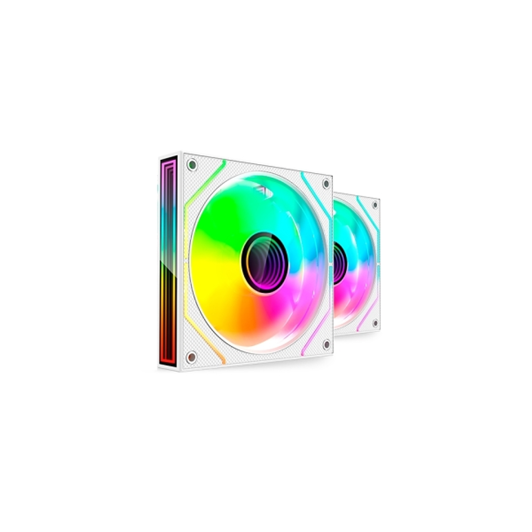 Mars Gaming MF-3DPROX2 Pack de 2 Ventiladores de 120mm - Iluminacion ARGB Infinity Mirror 360º - Silencioso 12dB - Control PWM - Color Blanco 1