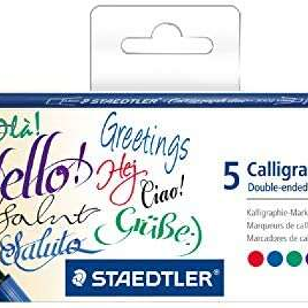 Staedtler 3002 Pack de 5 Rotuladores de Doble Punta para Caligrafia - Tinta Base de Agua - Colores Surtidos 1