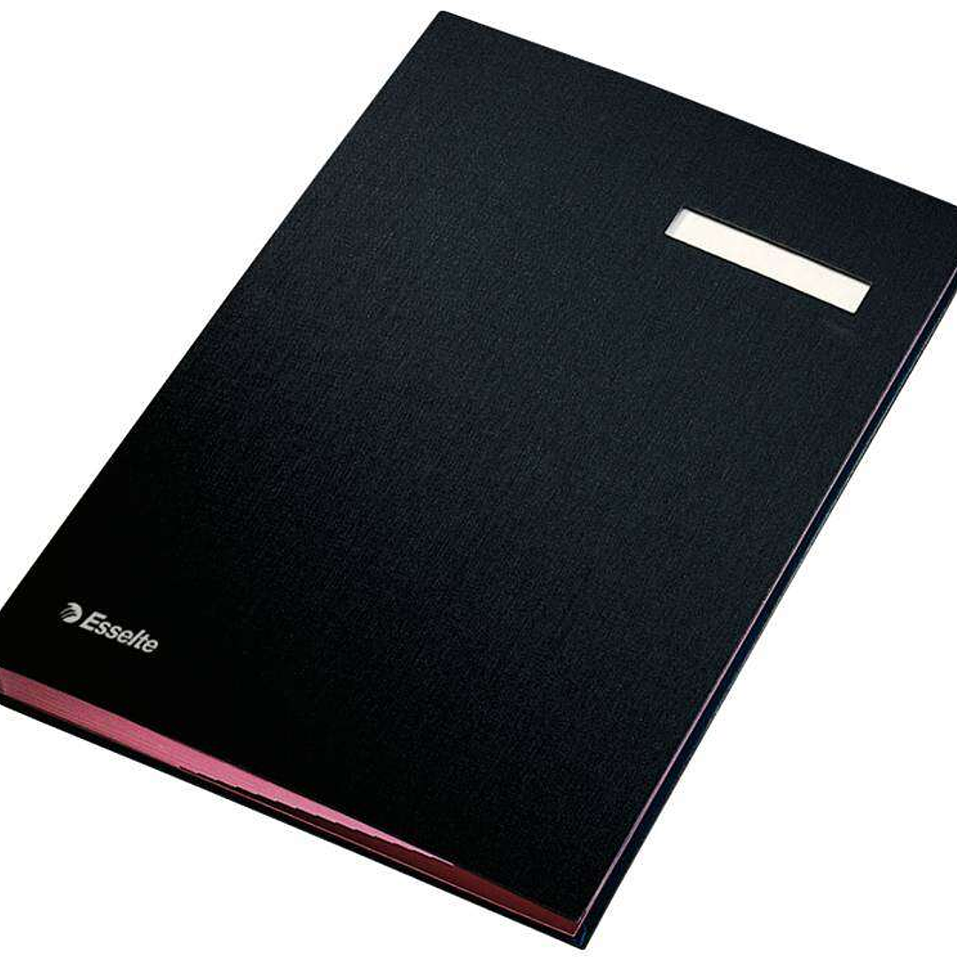 Esselte Portafirmas con 20 Separadores - Cubiertas Forradas de Plastico - Ventana Transparente en el Separador - Color Negro 1