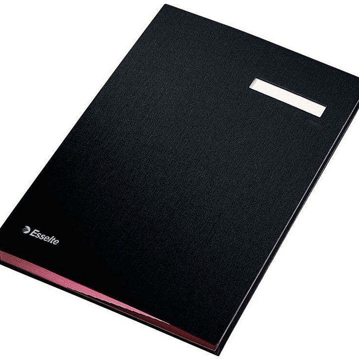Esselte Portafirmas con 20 Separadores - Cubiertas Forradas de Plastico - Ventana Transparente en el Separador - Color Negro 1