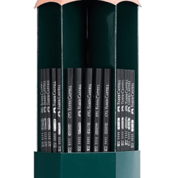 Faber-Castell Castell 1111 Expositor con 120 Lapices de Grafito - Grados de dureza Surtidos - Mina Resistente a la Rotura - Cuerpo con Acabado en Negr 1