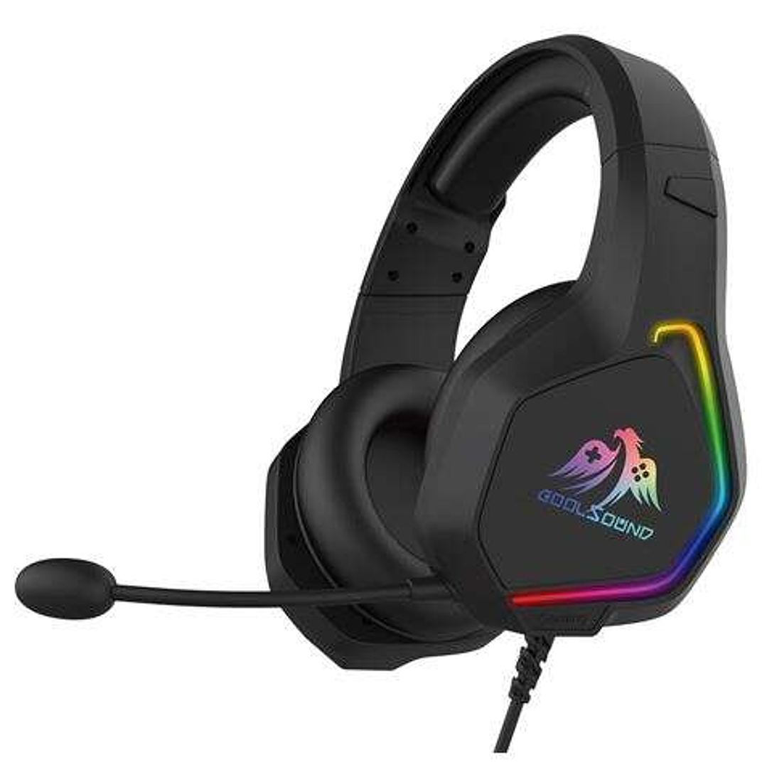 Coolsound G6 Auriculares Gaming con Microfono - USB para Iluminacion LED - Diadema Ajustable - Almohadillas Acolchadas - Controles en Cable - Cable de 1