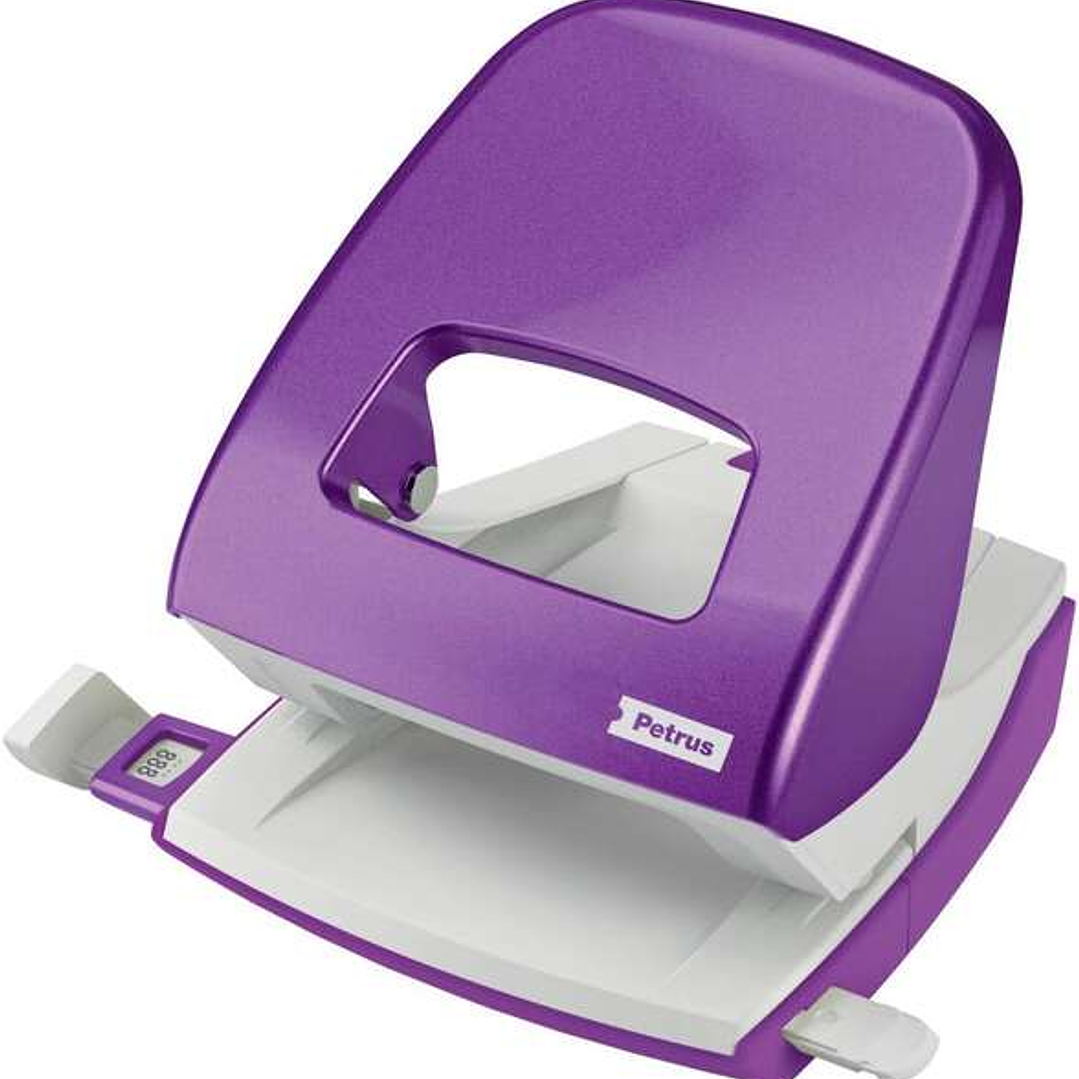 Petrus 62 WOW Taladro Perforador - Hasta 30 Hojas - Marcas de Formato - Punzones 5.5mm - Color Violeta Metalizado 1