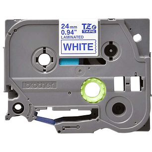 Brother TZe253 Cinta Laminada Original de Etiquetas - Texto azul sobre fondo blanco - Ancho 24mm x 8 metros