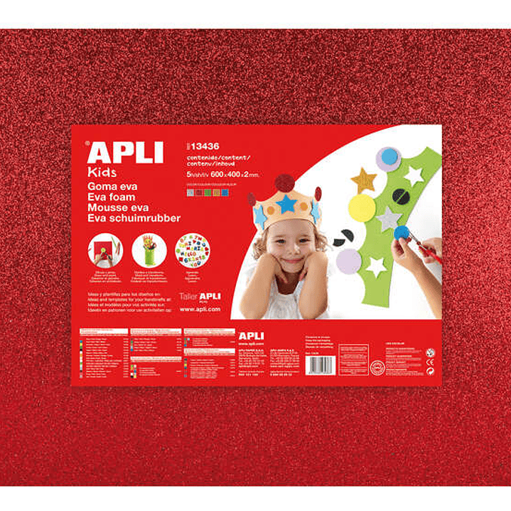 Apli Goma Eva Purpurina Multicolor 600x400 - 5 Hojas Brillantes y Flexibles 1