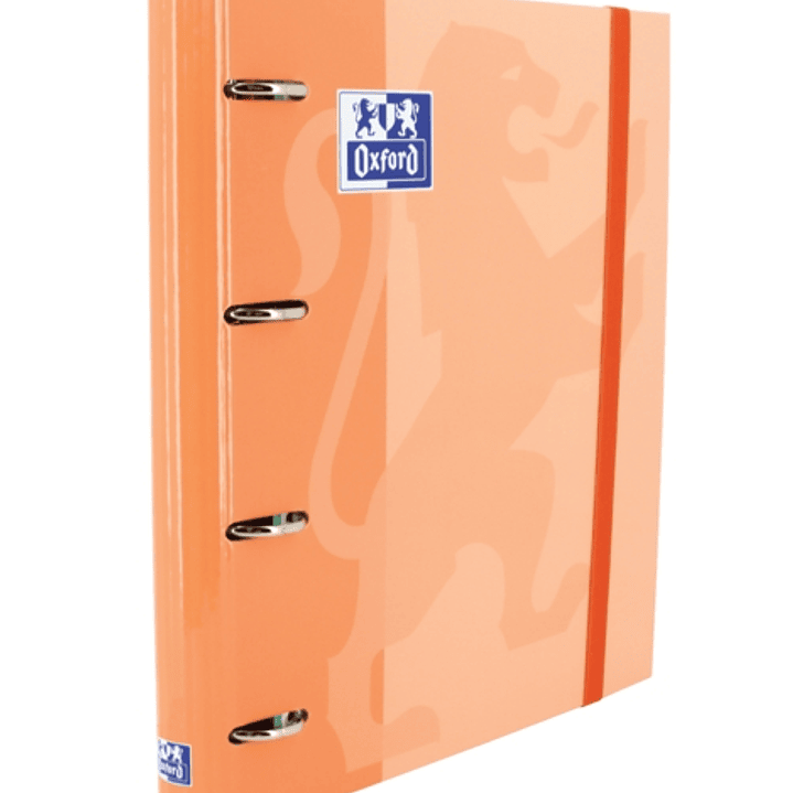 Oxford Europeanbinder Classic A4+ Carpeta de Anillas con Recambio Cuadricula 5x5 - Tapa Extradura - Cierre con Goma Elastica - Color Melocoton 1