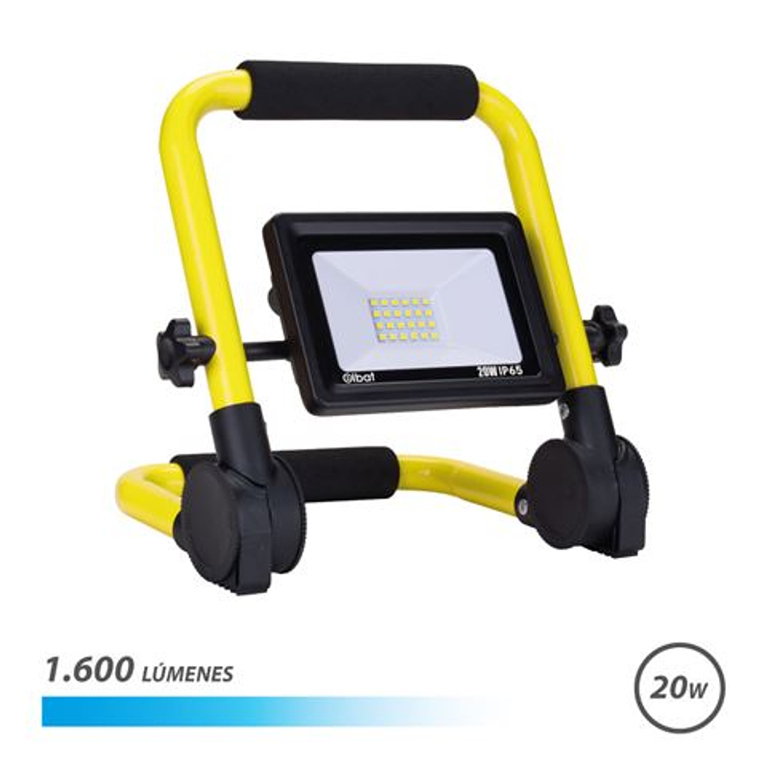 Elbat Foco LED con Soporte Plegable 20W - 1600 Lumenes - 6500K Luz Fria - Cable de 1.50m - IP65 para Uso en Exterior 1