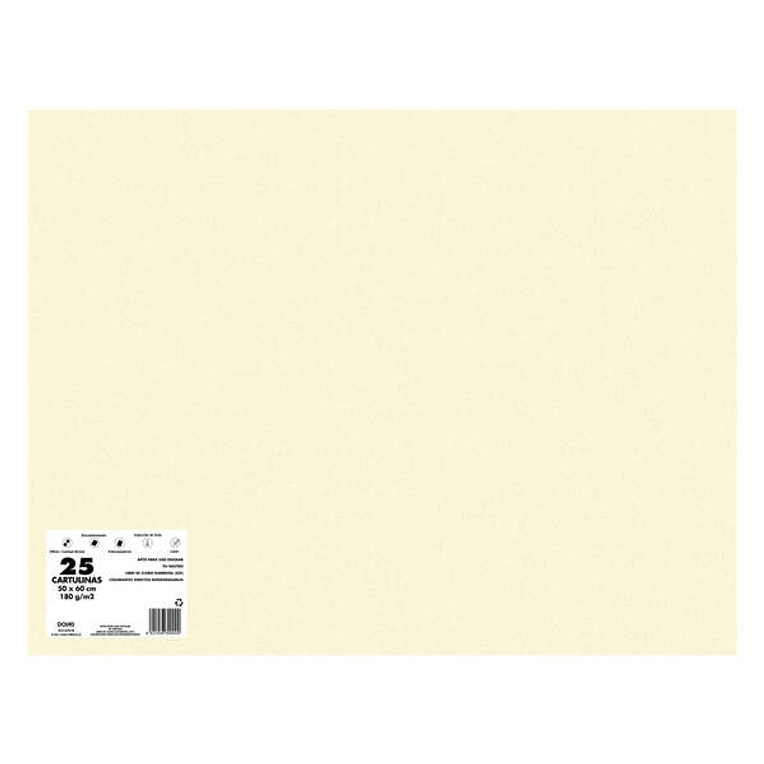 Dohe Pack de 25 Cartulinas de 180 G/M2 - Tamaño 50x65cm - PH Neutro - Libres de Cloro Elemental - Colorantes Biodegradables - Color Crema 1