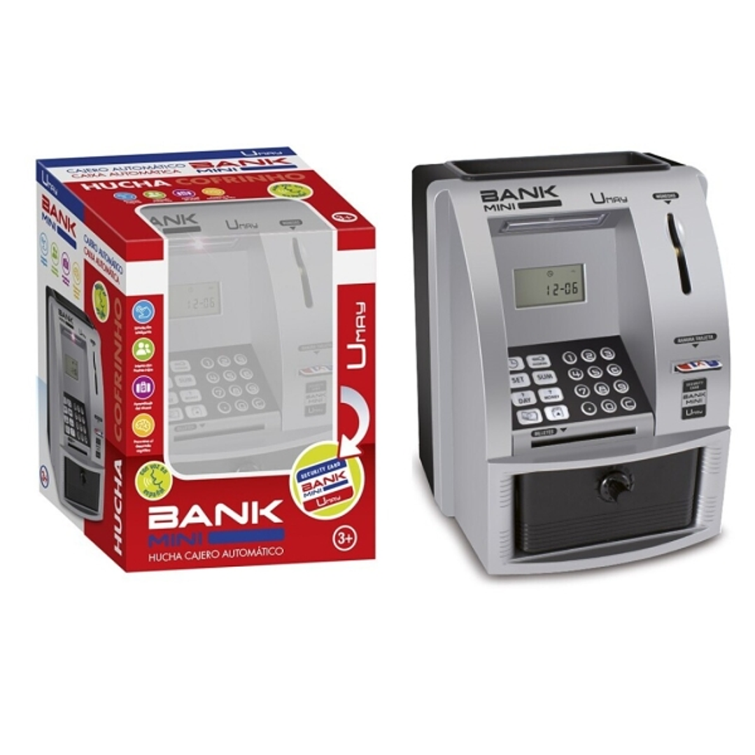 Umay Hucha Electronica Diseño Cajero Automatico - Contraseña Numerica y Mini Tarjeta de Credito - Cajon Extraible 1
