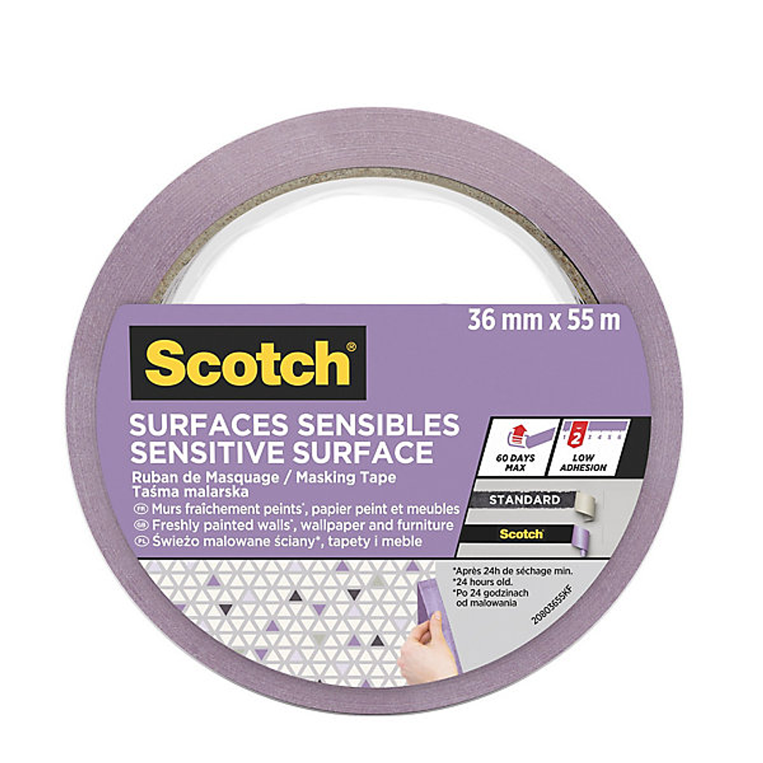Scotch Expositor Dispensador de 32 Rollos de Cinta de Enmascarar - 36mm x 41m - Superficies Delicadas - Color Morado 1