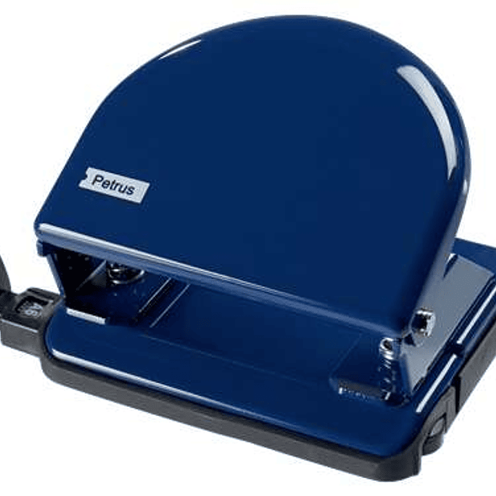 Petrus 52 Taladro Perforador Clasico Metalico - Hasta 20 Hojas - Marcas de Formato - Facil Vaciado - Punzones 5.5mm - Color Azul 1