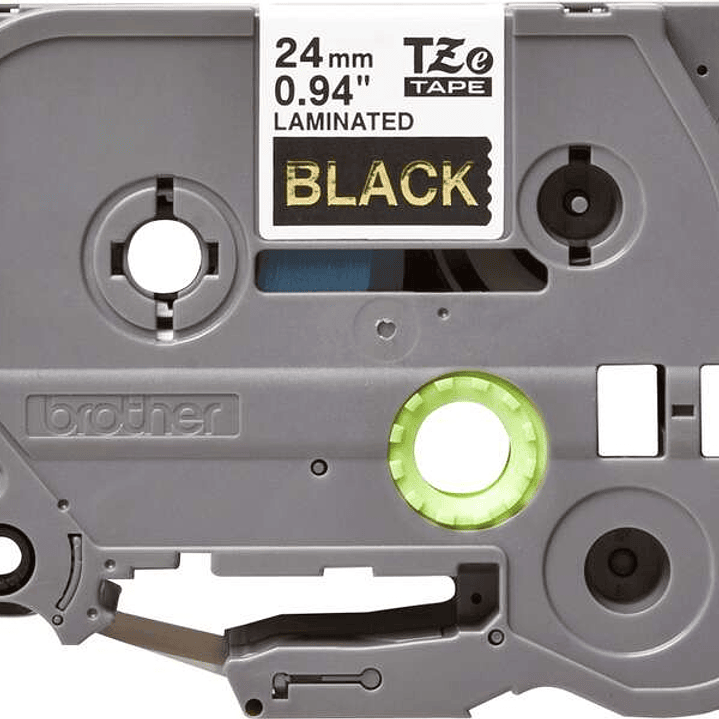 Brother TZe354 Cinta Laminada Original de Etiquetas - Texto dorado sobre fondo negro - Ancho 24mm x 8 metros 1