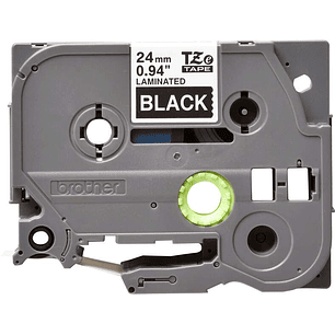 Brother TZe355 Cinta Laminada Original de Etiquetas - Texto blanco sobre fondo negro - Ancho 24mm x 8 metros