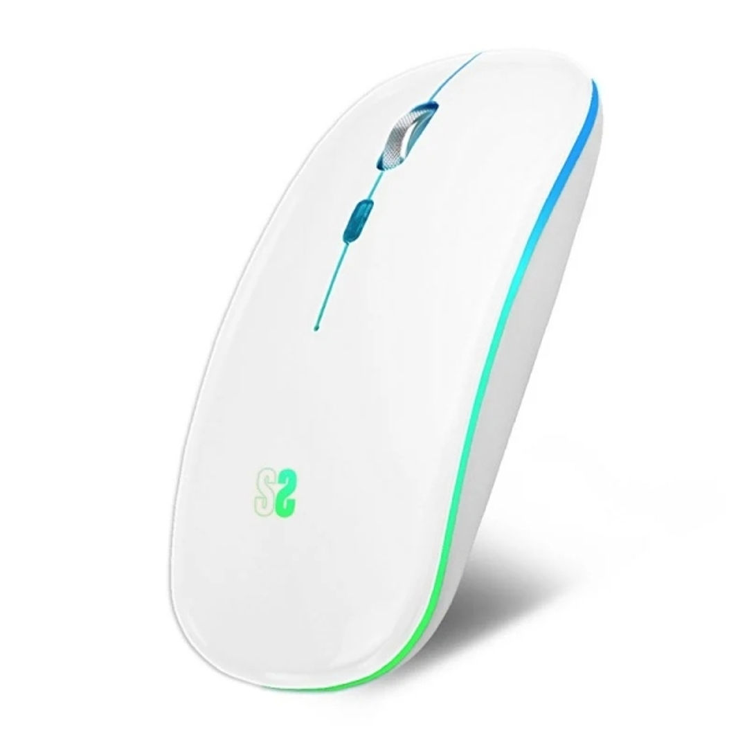 Subblim Ratón LED Dual Flat Mouse - Conexión Dual - Silent Click - Iluminación LED en 7 colores - Batería de larga duración - Color Blanco 1