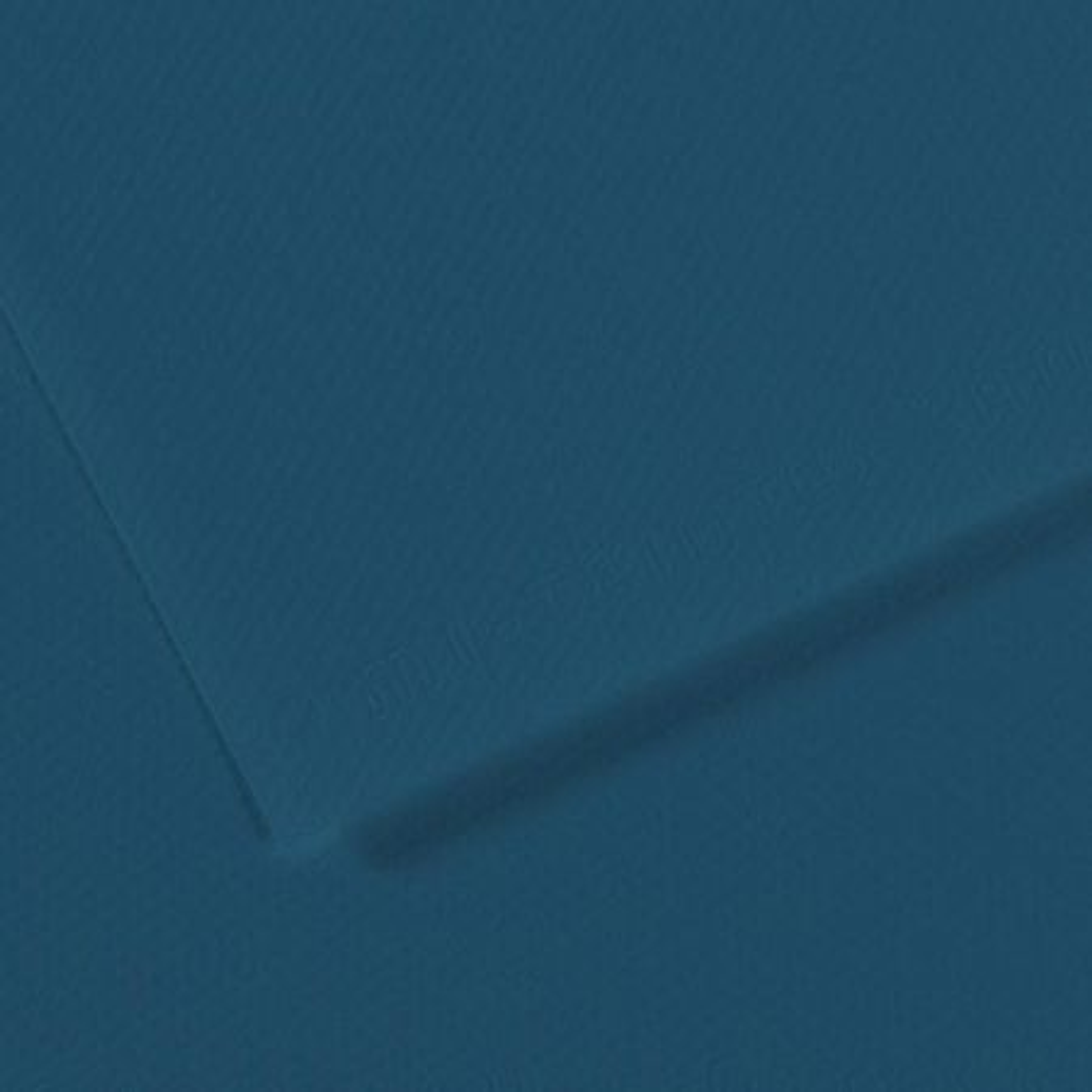 Canson Mi-Teintes Pack de 10 Hojas 160 g/m² - Tamaño 50 x 65cm - Doble Cara Grano Nido de Abeja y Grano Fino - Certificado FSC - Color Azul Petroleo 1