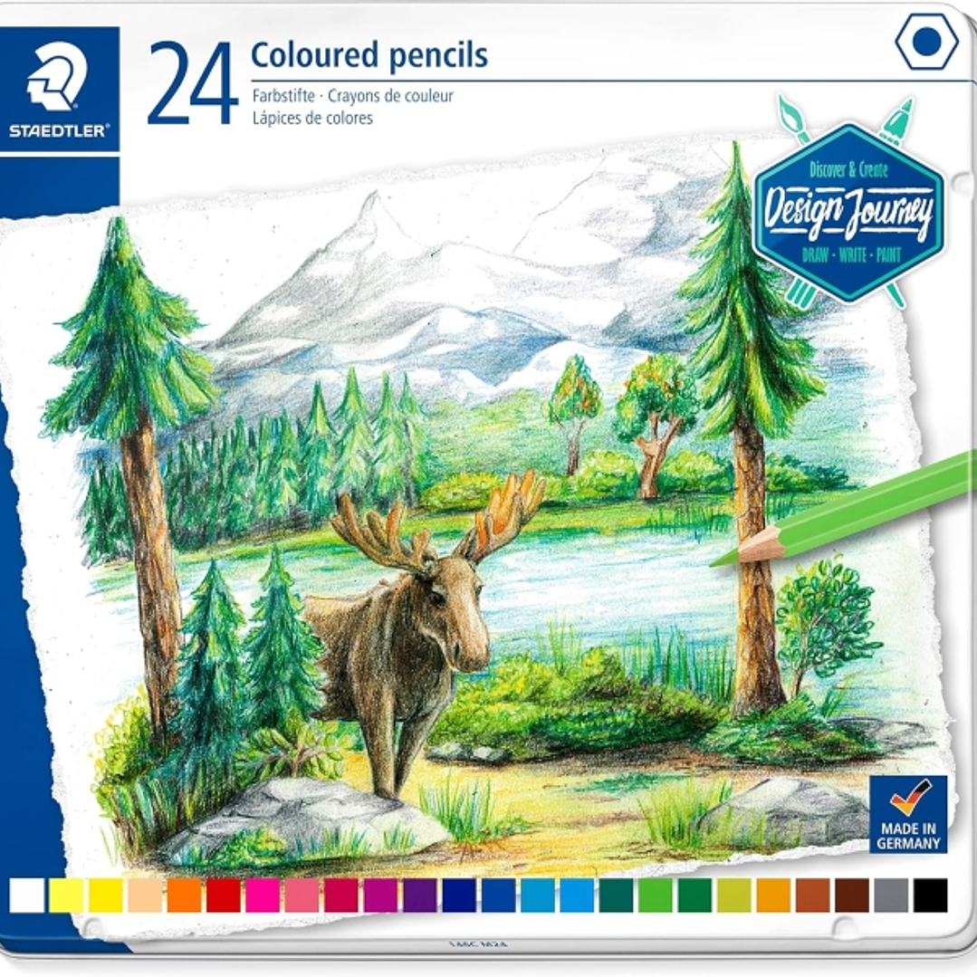 Staedtler 146C Caja Metalica con 24 Lapices de Colores - Mina Suave - Colores Surtidos 1