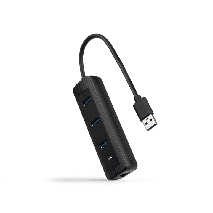 Nanocable Adaptador de Red USB 3.0 a Ethernet Gigabit 10/100/1000 Mbps - Hub 3xUSB-A 3.0 - 15cm - Color Negro 1