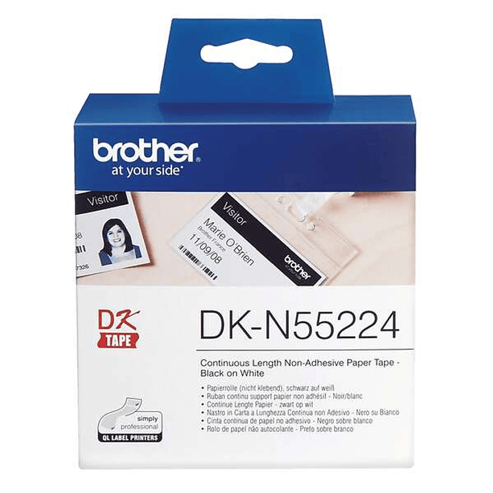Brother DKN55224 - Etiquetas No Adhesivas Originales de Tamaño personalizado - Ancho 54mm x 30,48 metros - Texto negro sobre fondo blanco 1